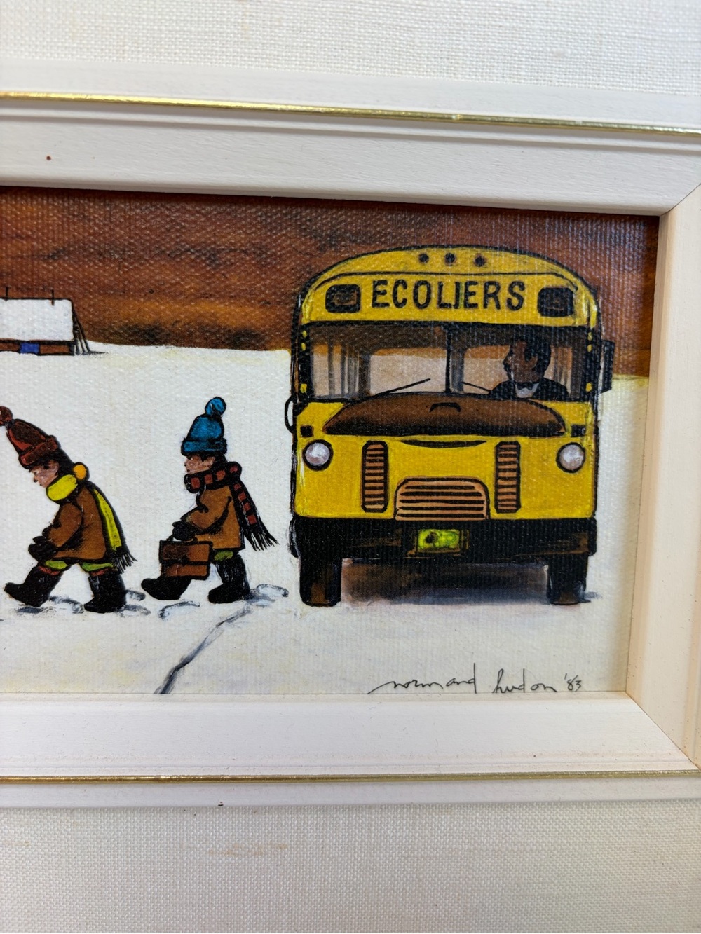 Normand Hudon Framed Wall Art Signed Print Leur Plus Beau Temps Signed Quebec - Picture 4 of 9